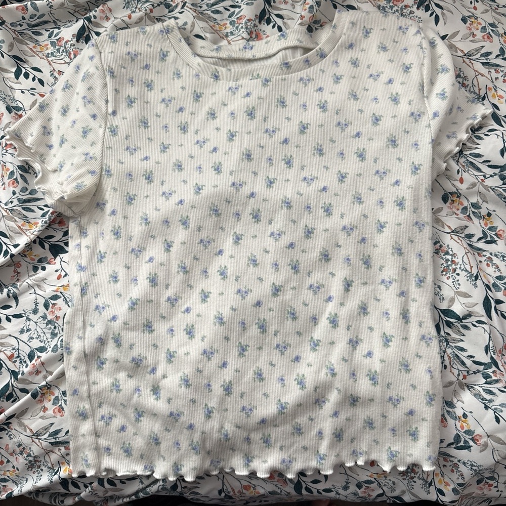 Aeropostale White Floral Print Blouse